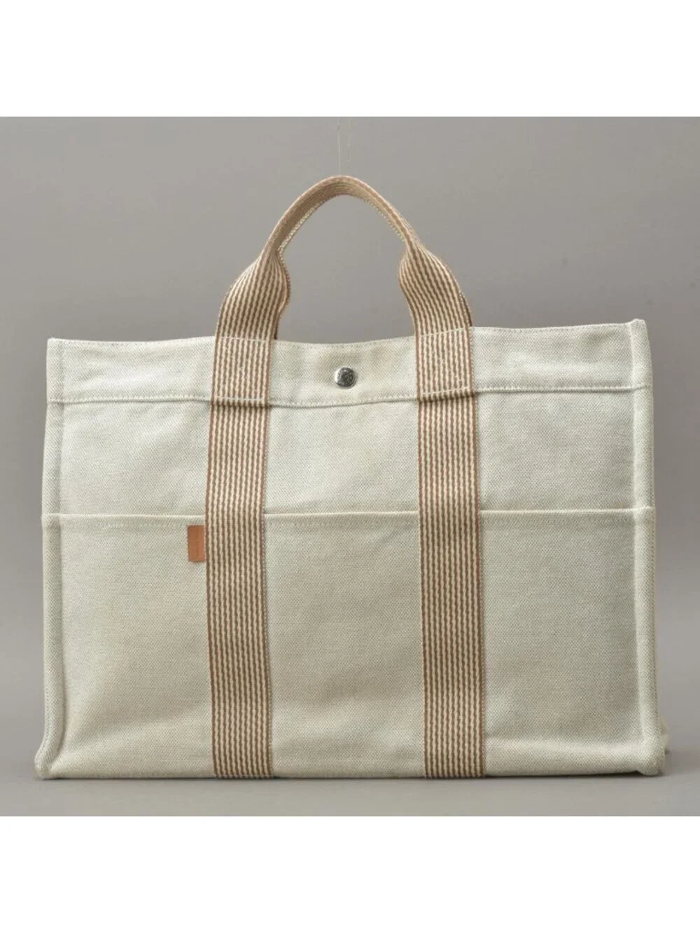 Hermes New Fourre Tout MM Tote Canvas Beige Brown